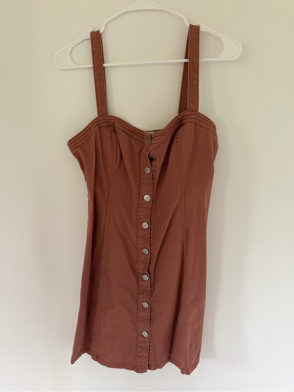 PacSun Rust Brown Button-Front Denim Mini Dress